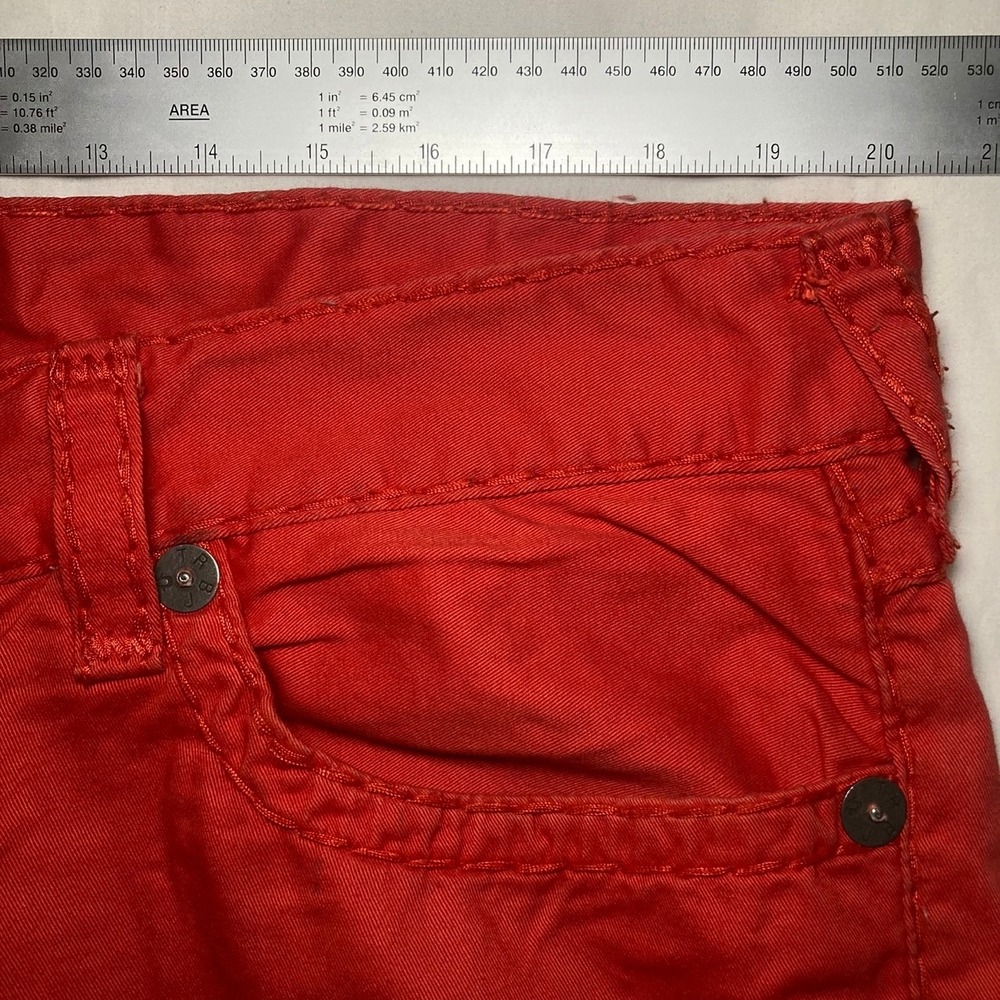 True Religion Ricky Jeans Mens 38x33 Relaxed Straight Flap Pocket Blood Orange - Picture 4 of 9